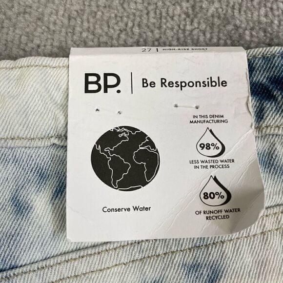 BP. Denim Jean Shorts Women's 27 Blue Tie Dye Bleached Frayed Cotton High Rise - Picture 5 of 6